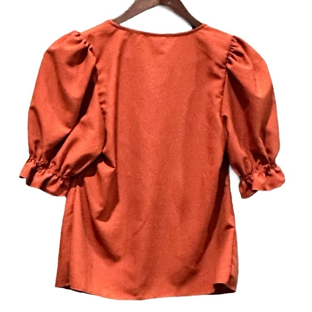 ASOS Petite Burnt Orange Short Sleeve Blouse Women’s Size 00 - Picture 4 of 8